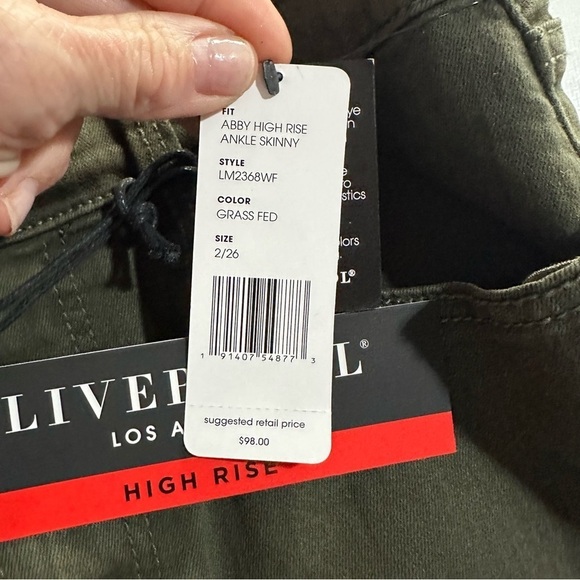 Liverpool High Rise Ankle Skinny Raw Hem Grass Fed Green Jeans Size 2/26 New - Picture 11 of 12